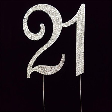 TIAN SWEET 21th Rhinestone Cake Topper Silver 3301521